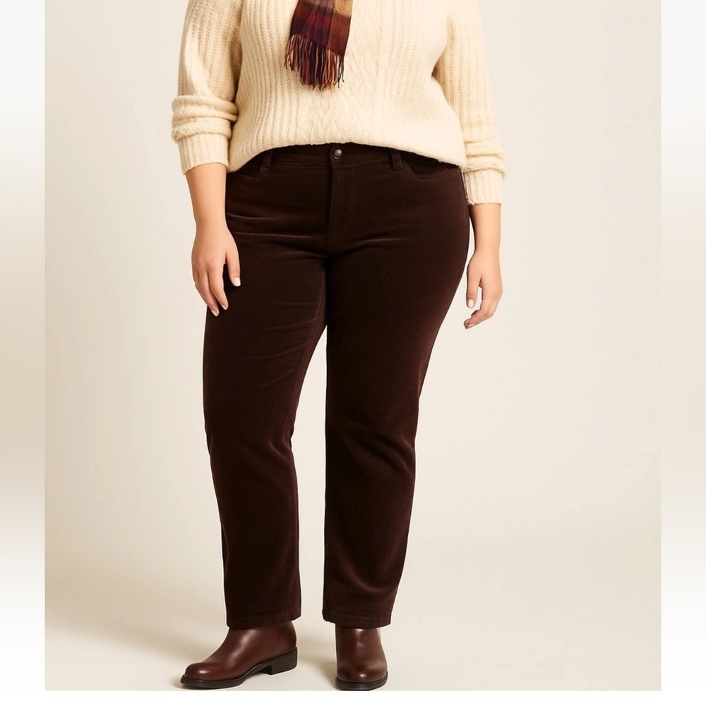 ZERRES Greta Comfort Fit Brown Straight Leg Velvet Corduroy Pants Women’s 16